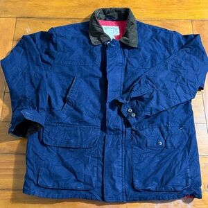 Orvis Men's Large Tan Cotton Canvas Coat Chore Barn Jacket Lined Full Zip XL